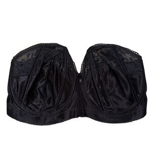 Goddess‎ Black Strapless Bra 36 FF Full Figure Full Coverage Support Lace Trim